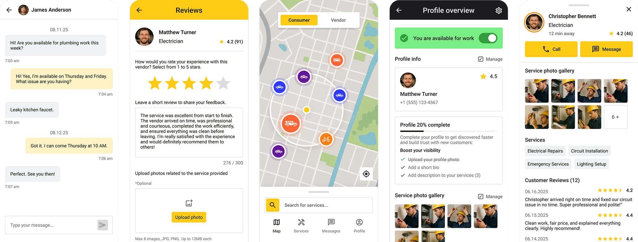 Gozal App Interface Screenshots